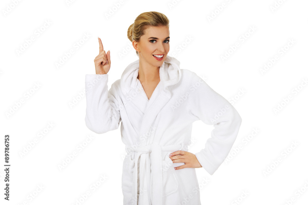 Young beautiful woman after bath shows somenthing Young beautiful woman after bath shows somenthing