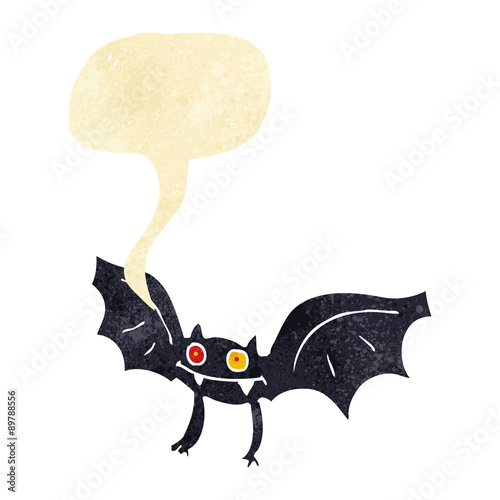 cartoon vampire bat with speech bubble