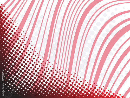Abstract halftone shape with red strips