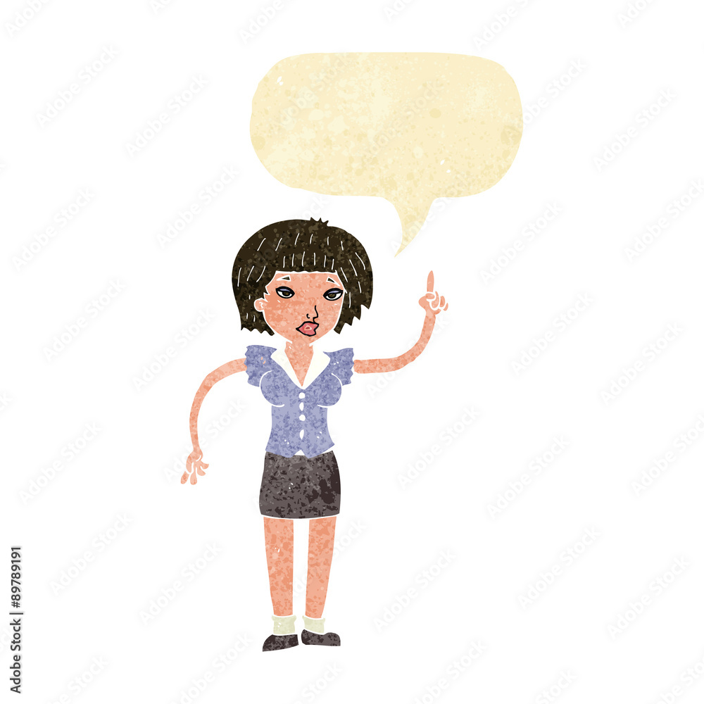 cartoon woman with idea with speech bubble cartoon woman with idea with speech bubble