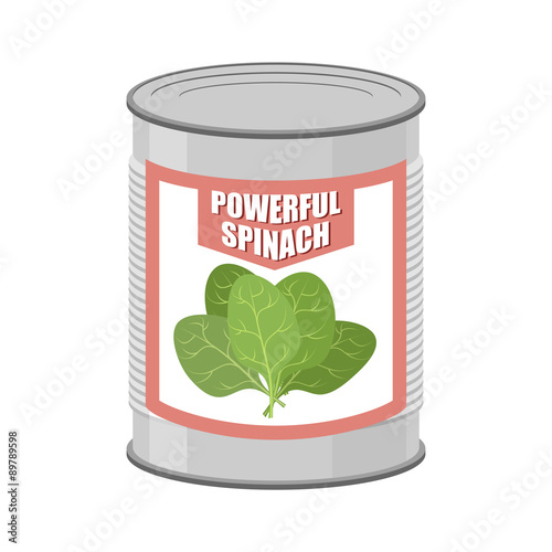 Powerful spinach. Canned spinach. Canning pot with lettuce leave photo