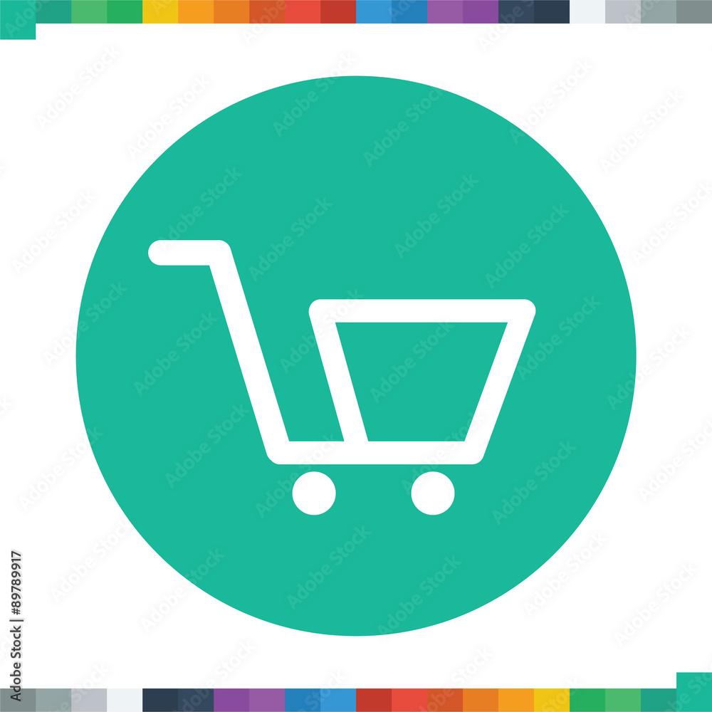 Flat shopping cart icon. Flat shopping cart icon.