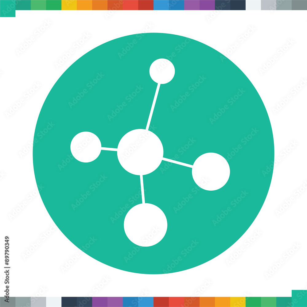Flat molecule icon.