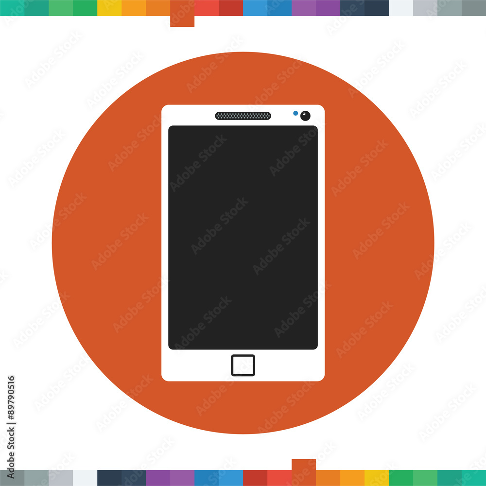 Flat smartphone icon in a circle. Flat smartphone icon in a circle.