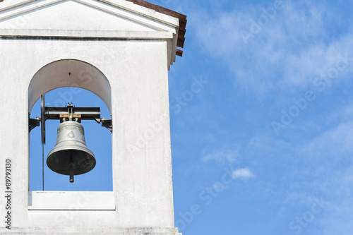 Fényképezés Small bell tower with a bell of a country church