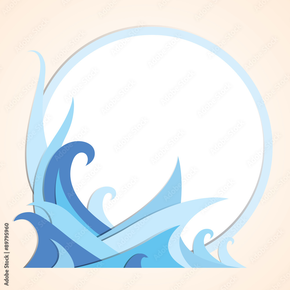 Obraz premium blue wave vector paper cut illustration