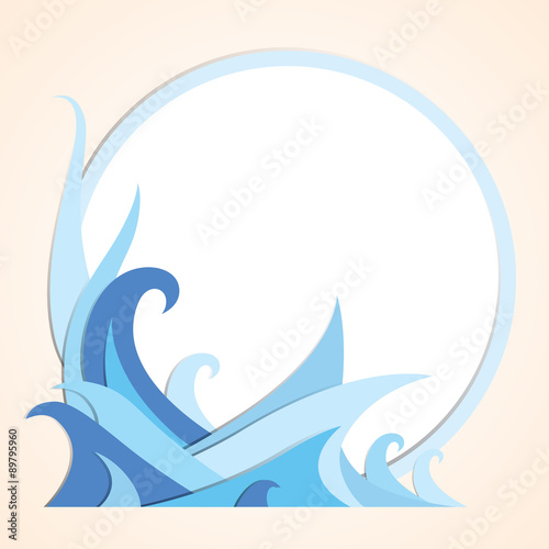 blue wave vector paper cut illustration