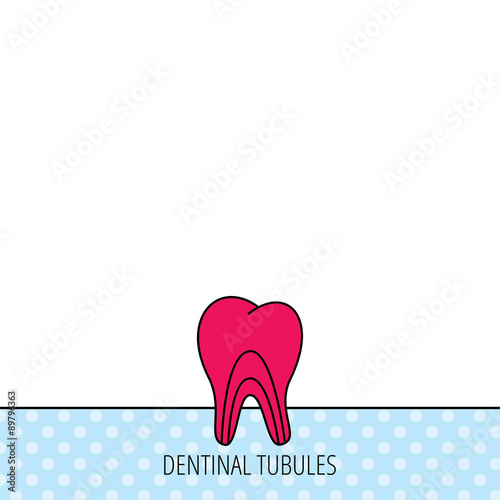 Dentinal tubules icon. Tooth medicine sign.