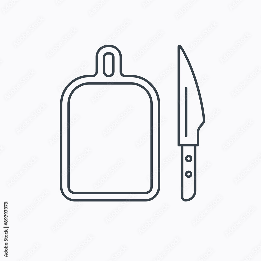 Separating board icon. Kitchen knife sign. Separating board icon. Kitchen knife sign.