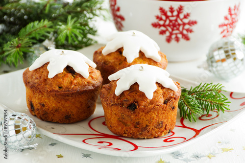 Pumpkin and carrot muffins on New Year's table.