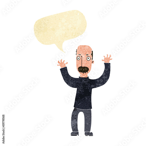 cartoon angry dad with speech bubble
