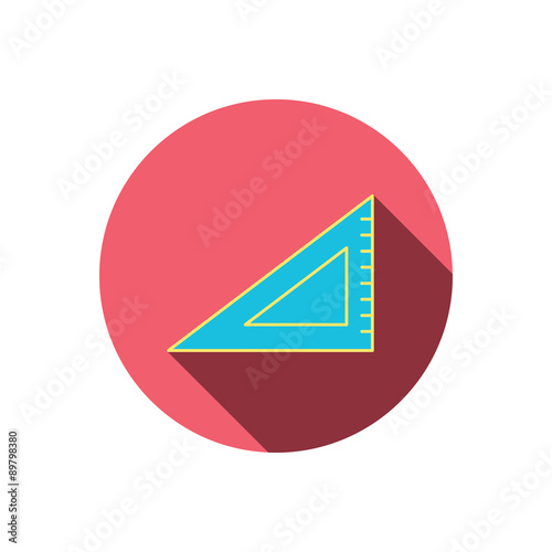 Triangular ruler icon. Straightedge sign.