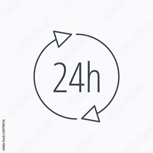 24 hours icon. Customer service sign.