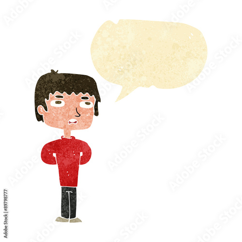 cartoon unhappy man with speech bubble