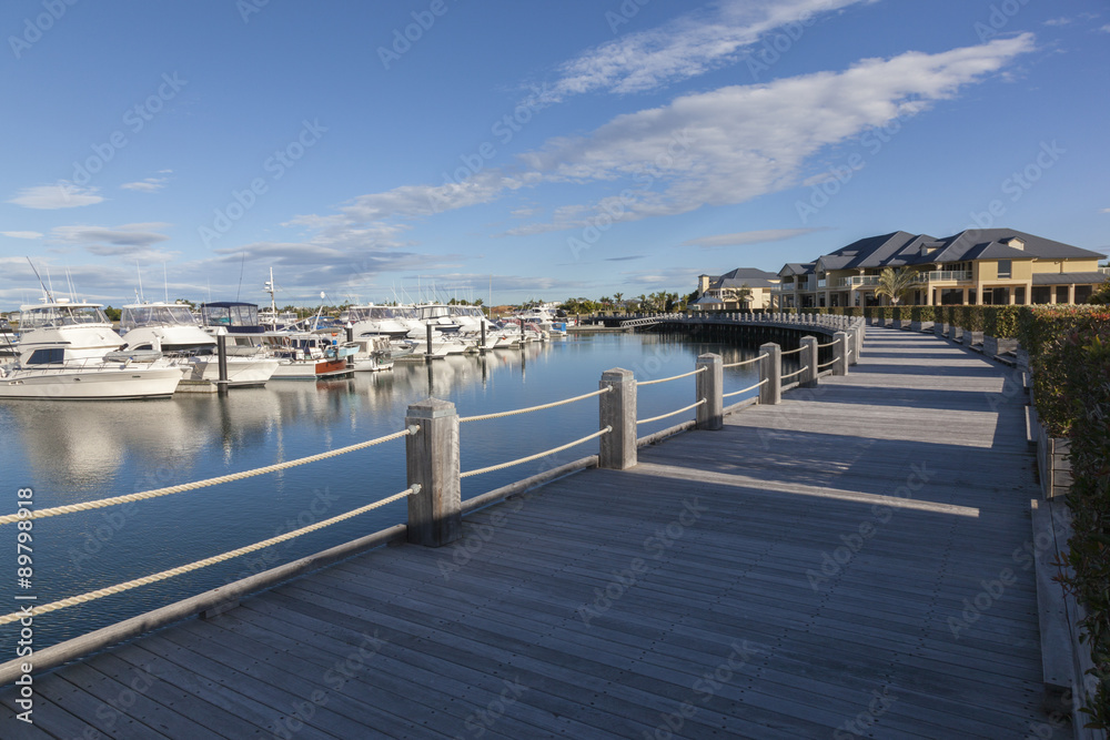 Pathway in front of a marina