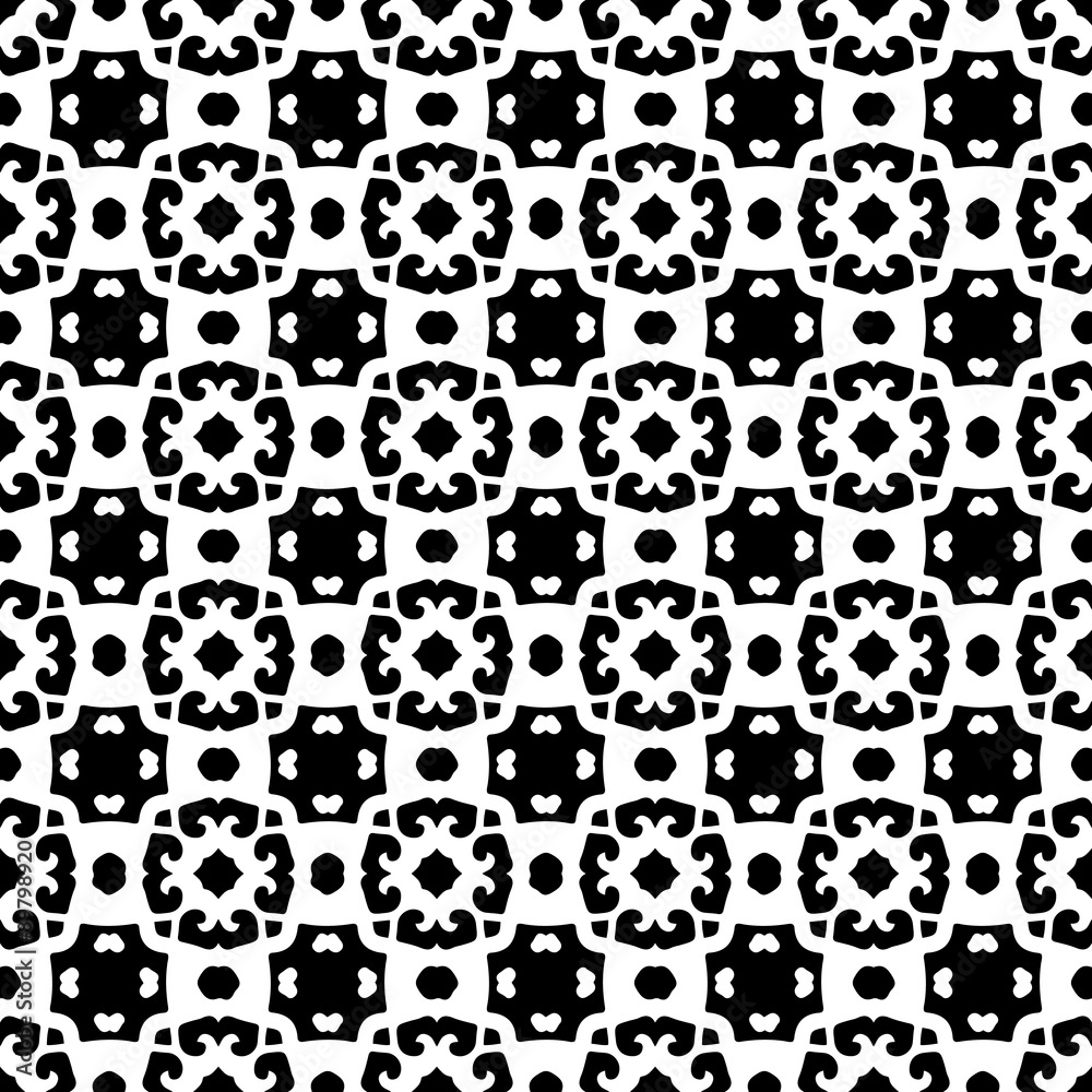 Abstract seamless pattern in black and white.
Hand drawn ornamental wallpaper or textile pattern with white motives on black background. Abstract seamless pattern in black and white.
Hand drawn ornamental wallpaper or textile pattern with white motives on black background.