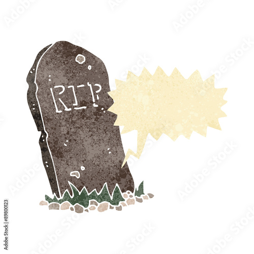 cartoon spooky grave with speech bubble