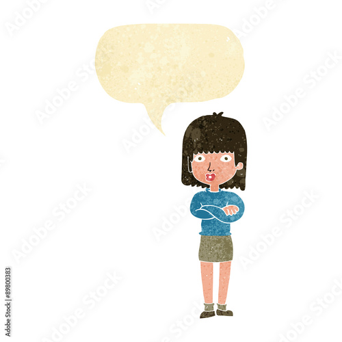 cartoon impatient woman with speech bubble