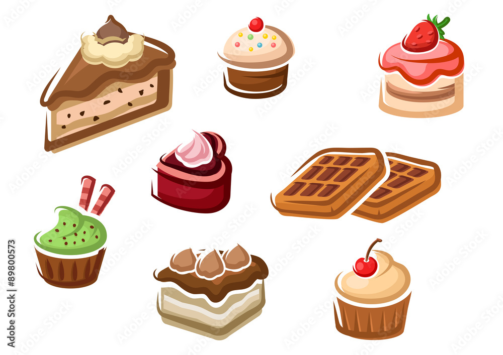 Cupcakes, cakes, dessert and waffles Cupcakes, cakes, dessert and waffles