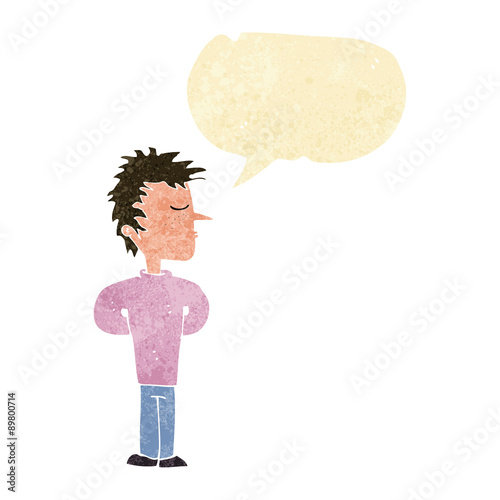 cartoon man ignoring with speech bubble