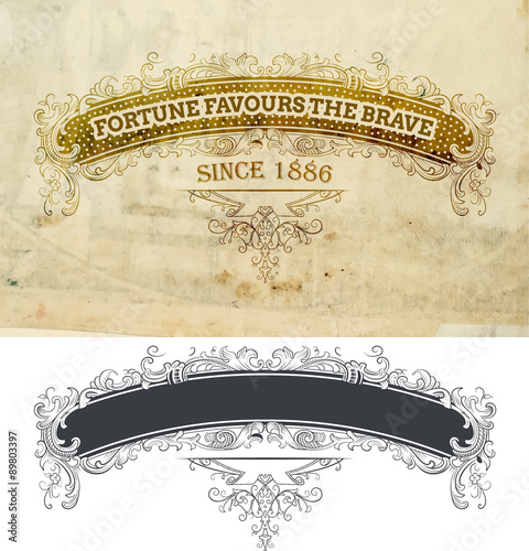 Vector.Banner with floral and old paper details