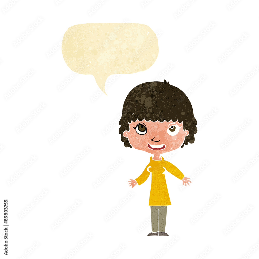 cartoon happy woman with speech bubble cartoon happy woman with speech bubble