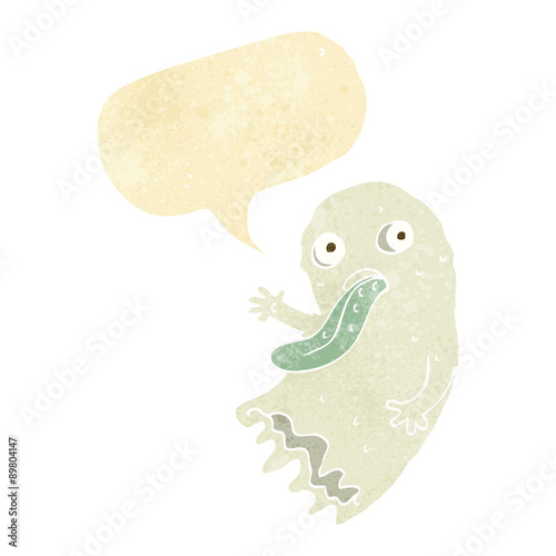 gross cartoon ghost with speech bubble