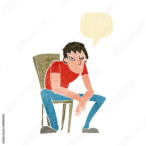 cartoon dejected man with speech bubble