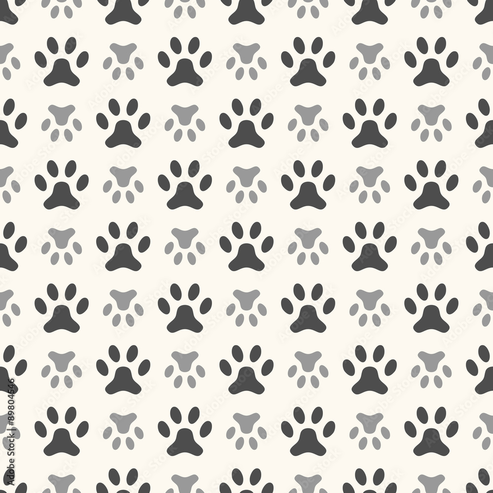 Fototapeta premium Seamless animal pattern of paw footprint