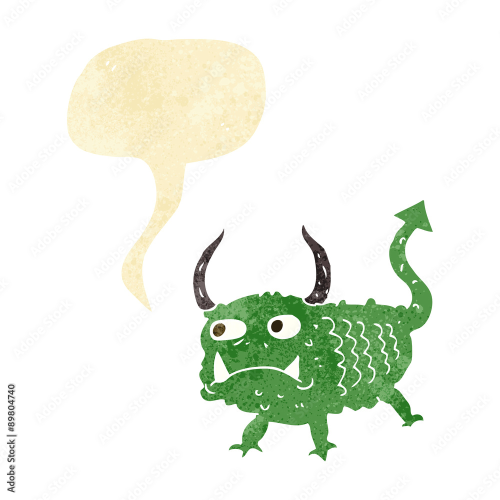 cartoon little demon with speech bubble cartoon little demon with speech bubble