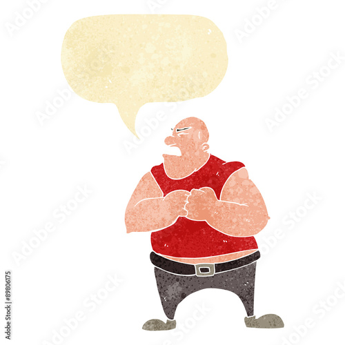 cartoon violent man with speech bubble