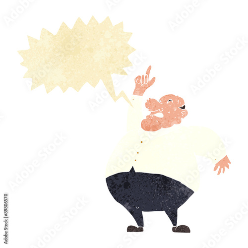 cartoon big fat boss with speech bubble