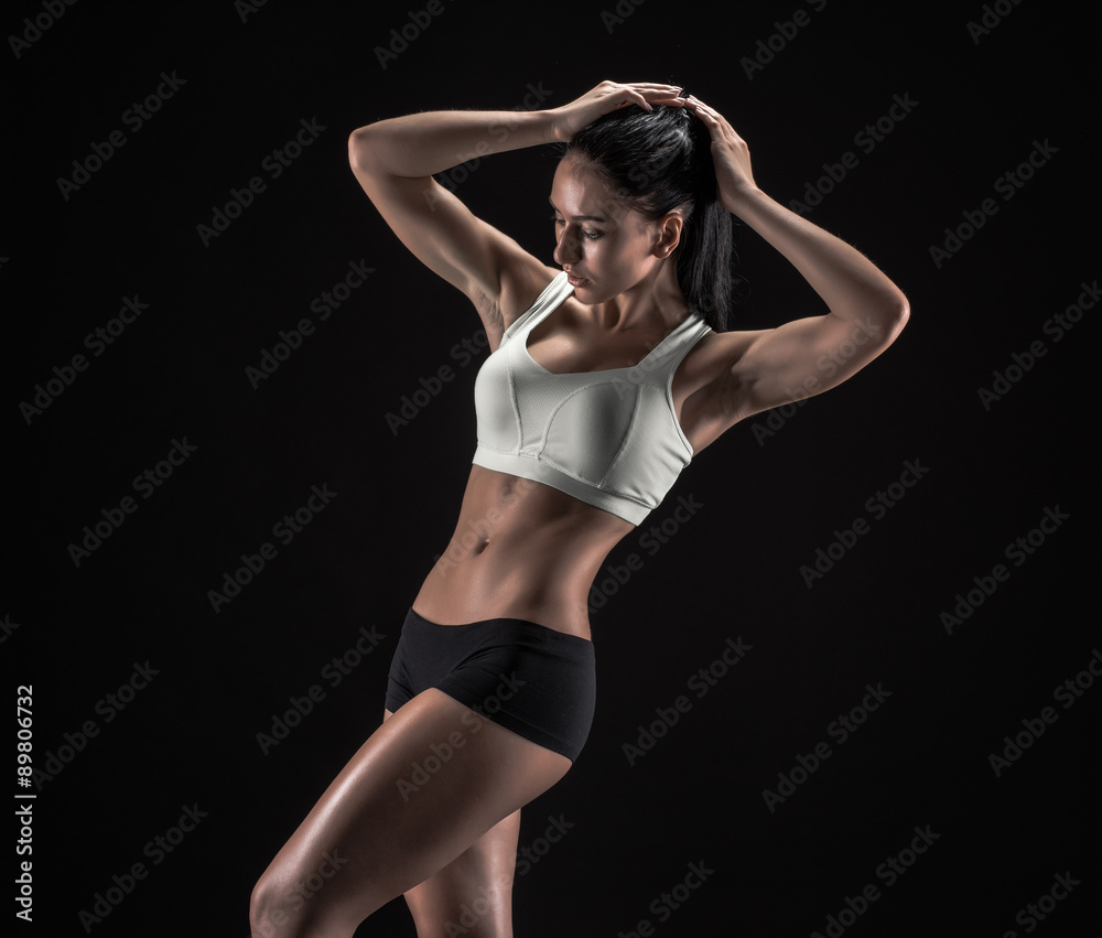 attractive fitness woman, trained female body, lifestyle portrai