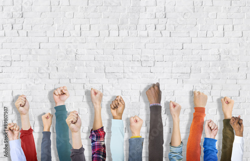 Φωτογραφία Group of Multiethnic Diverse People's Clenched Fist