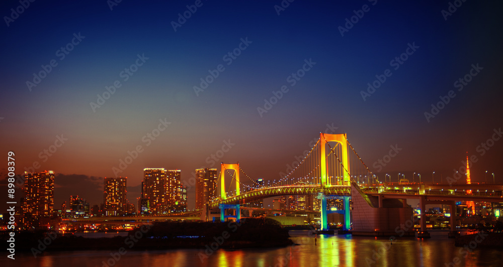 Fototapeta premium Panaroma of illuminated Tokyo Night lights Concept