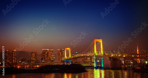 Fototapeta Naklejka Na Ścianę i Meble -  Panaroma of illuminated Tokyo Night lights Concept