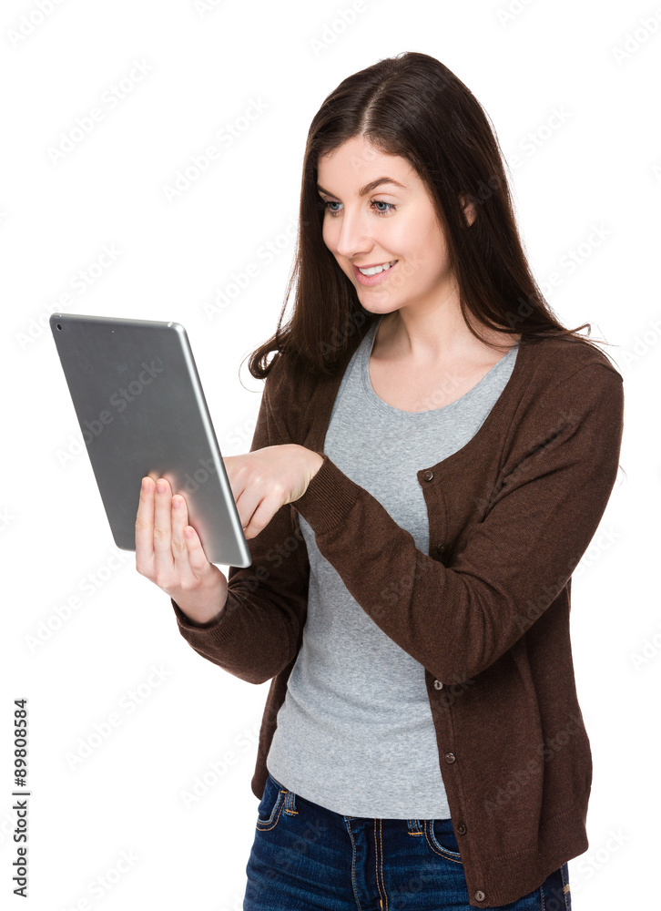 Woman use of the digital tablet Woman use of the digital tablet