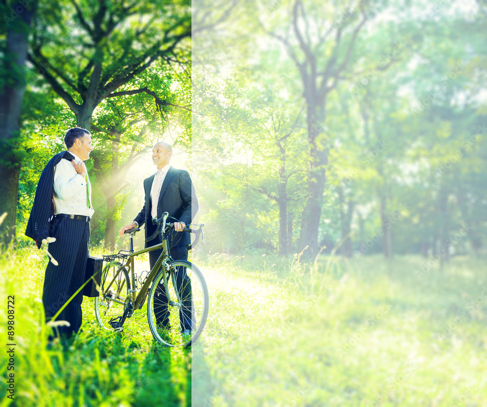 Obraz premium Green Business Businessmen Talking Environment Concept