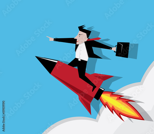 businessman and rocket concept Illustration vector