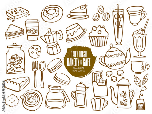 sweets bakery cafe coffee drinks doodles
