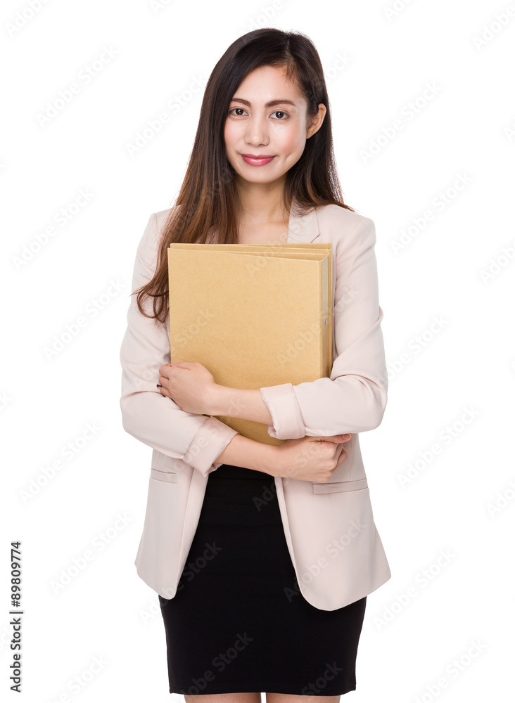 Young businesswoman hold with folder Young businesswoman hold with folder