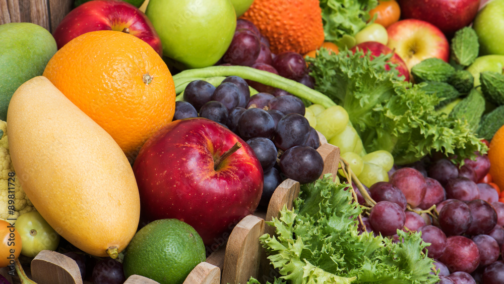 Group of tropical fresh fruits and vegetables organics Group of tropical fresh fruits and vegetables organics