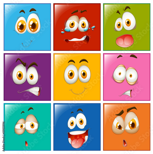 Facial expression on square buttons © blueringmedia