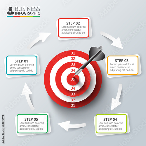 Vector target with dart for infographic.