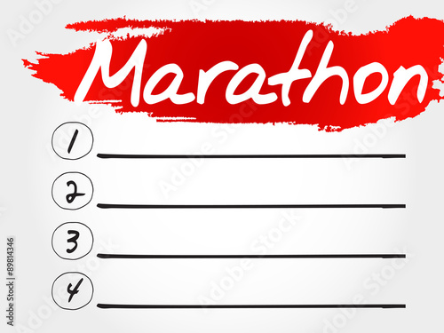 MARATHON blank list, fitness, sport, health concept