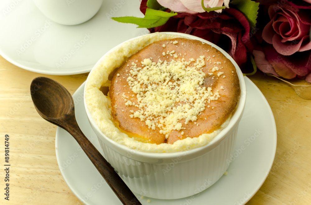 Cheese souffle on table Cheese souffle on table
