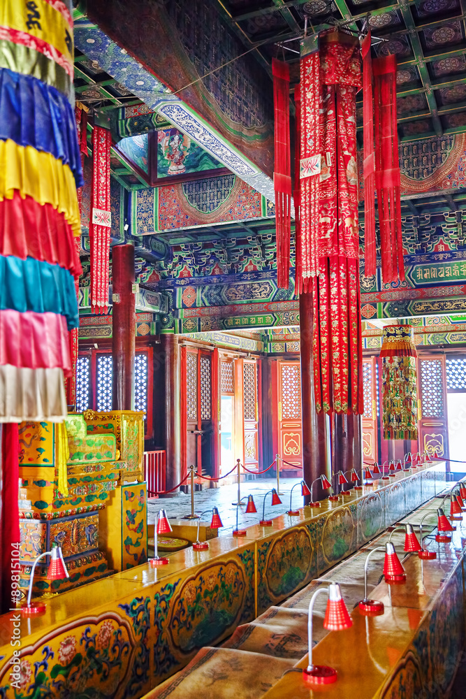 Interior view of Yonghegong Lama Temple. Beijing.