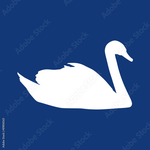 White swan on a blue background