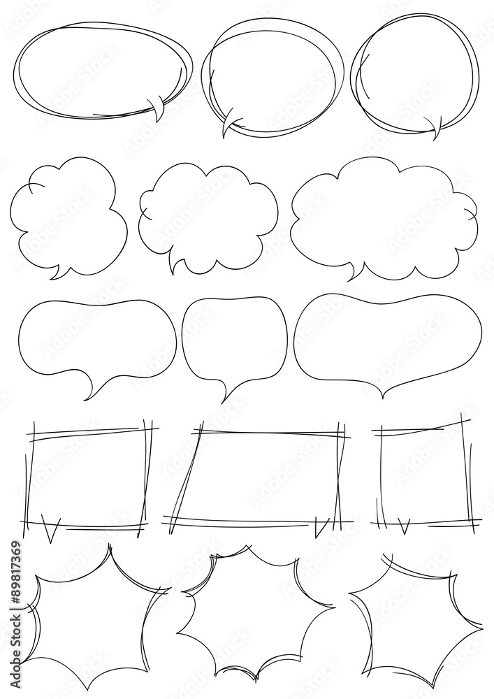 Fototapeta premium 手描き吹き出し囲み罫