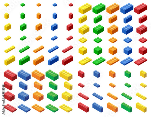 Isometric Plastic Building Blocks and Tiles